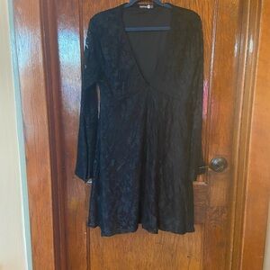 Boohoo Black Long Sleeve Lace Dress